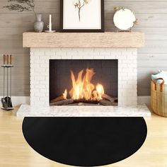 a white brick fireplace in a living room