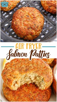 air fryer salmon patties with text overlay