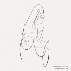 a line drawing of a woman's face with her hands behind her back and head tilted to the side