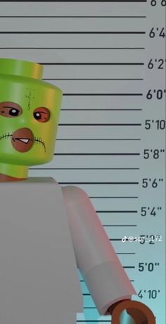 a lego figure with a mug on his head is in front of a police line