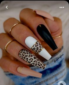 Tropical Nails, Sassy Nails, Classy Nail Designs, Leopard Print Nails, Ombre Acrylic Nails, Leopard Nails, Coffin Shape Nails, Animal Print Nails, Shellac Nails