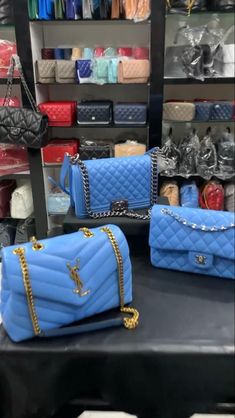 Blue Chanel Aesthetic, Blue Luxury Bag, Baddie Bags, Ladies School Bag, Backpack Luxury, Chanel Aesthetic, Blue Luxury, Trendy Purses