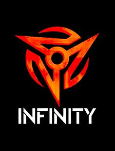 an orange and black logo with the word'infinity'written below it