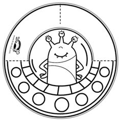 a black and white image of a cartoon character in a circle with circles around it