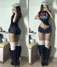 #boots#botas#style#estilo#y2kaesthetic #2000s  Moda High Converse Outfit, High Socks Outfits, Knee High Converse, Sock Outfits, Digital Closet, Outfits With Converse, Swaggy Outfits, Fit Inspo, Outfits Aesthetic