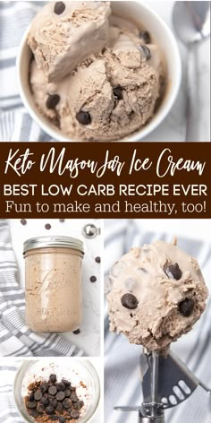 the best low carb ice cream recipe is in this collage, and it's so easy to make