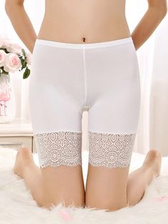 UOOZEE White Fitted Pajama Shorts, Spring White Above Knee Bottoms, White Above Knee Spring Bottoms, White Above Knee Shorts For Summer, White Above-knee Spring Bottoms, White Mid-thigh Length Summer Shorts, White Stretch Knee-length Shorts, White Fitted Shorts Above Knee, White Biker Shorts For Spring