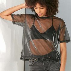 Summer+B-ling+Transparent+T+Shirt+Women+Sheer+Short+Sleeve+Mesh+Top+Tshirt+Party+Shirts+Casual+Loose+Fashion+T+Shirt+Women+S-XL Short Sleeve Mesh Top, Rave Party Outfit, Sparkly Shorts, Designer Formal Dresses, Rave Party, Mesh Blouse, Mesh T Shirt, Mesh Shirt, Sheer Shorts