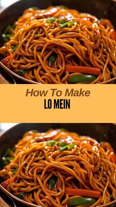 Ingredients: 8 oz (225g) lo mein noodles or spaghetti 2 tablespoons vegetable oil 2 cloves garlic, minced... Low Mein Recipe, Easy Lo Mein Recipe, Phillipino Food, Easy Asian Noodles, Chinese Noodle Recipes, Vegetable Lo Mein, Lo Mein Noodles