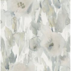 an abstract painting with white flowers on it