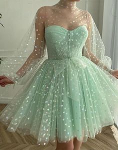 Mint Green Homecoming Dresses, Mint Green Prom Dress, Dresses Long Sleeves, Evening Dress Long, Green Homecoming Dresses, Green Cocktail Dress, Green Tulle, Tulle Evening Dress, Princess Gown