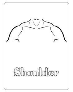 the silhouette of a man's torso in black and white with the word shoulder on it