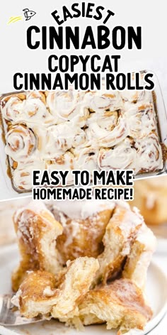 cinnamon roll recipe on a plate with the title