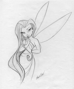 a pencil drawing of tinkerbell from the disney movie