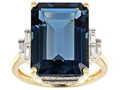 11.73ct Emerald Cut London Blue Topaz with .66ctw Baguette and .28ctw Round White Zircon, 14k Yellow Gold Ring. Measures approximately .67"L x .63"W. White Rhodium. Yellow Topaz Ring, London Blue Topaz Engagement Rings, Blue Topaz Engagement Ring, Round Locket, Emerald Cut Rings, London Blue Topaz Ring, English Tea, Sparkle Jewelry, Yellow Gold Engagement Rings