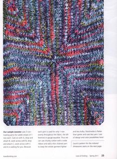 an article from the knitting book, knitted with yarns and needles in different colors