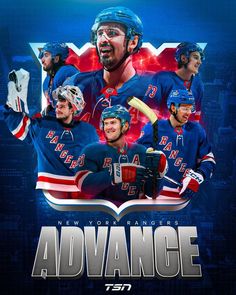 the new york rangers'hockey team is shown in this ad for their upcoming game