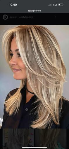 Natural Highlights With Money Piece, Best Haircuts For Fine Hair Over 40, Money Shot Highlights, Blonde On Blonde Highlights, Long Fine Hair With Layers, Long Shag Haircut Fine Hair, Balayage Long Layers, Cool Blonde Hair Colour, Pretty Blonde Hair