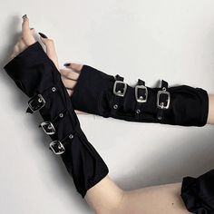 Material: Polyester Color: Black Option: 1 Pair Goth Gloves, Punk Style Women, Dark Punk, Girl Sleeves, Black Punks, Lace Gloves, Fingerless Mittens, Long Gloves