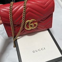 Red Authentic Gucci Marmont Mini Bag ! Red Gucci Shoulder Bag, Gucci Red Shoulder Bag With Gold-tone Hardware, Red Gucci Shoulder Bag With Gold-tone Hardware, Luxury Red Gucci Bag, Gucci Red Shoulder Bag For Everyday Use, Gucci Red Evening Bag, Red Gucci Evening Bag, Red Gucci Shoulder Bag For Shopping, Gucci Marmont Mini Bag