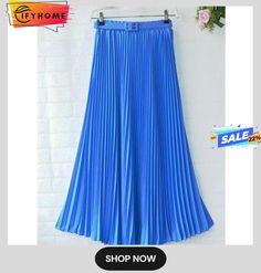 New Summer Women Ladies Elegant Long Skirt Retro Maxi Chiffon High Waist Solid Casual Pleated Beach Long Skirt Sundress Long Pleated Vacation Skirt, Pleated Long Skirt For Vacation, Summer Party Maxi Skirt In Solid Color, Solid Color Maxi Skirt For Summer Parties, Summer Party Solid Color Maxi Skirt, Summer Solid Color Maxi Skirt For Party, Pleated Long Beach Skirt, Pleated Flowy Beach Skirt, Pleated Flowy Party Skirt