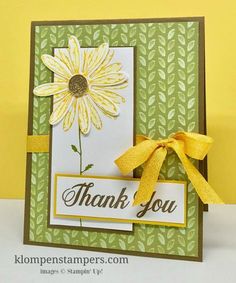 a thank card with a yellow flower on it