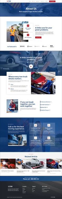 the website design for an automobile repair company