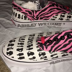 Classic Vans Style Canvas Street Sneakers With An Edge. Ashley Williams Is A British Based Designer. Men’s 9, Women’s 10.5 - Unisex For Sure! Nwt In Box. These Shoes Are Fiiiiire Zebra Print Vans, Ashley Williams, S 10, Classic Vans, Vans Style, Womens Vans, Pink White, Sneakers, 10 Things