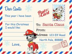 a christmas postcard with a cartoon dog on it's front and back side