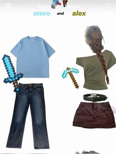 an image of a woman's clothing and accessories in the style of minecraft