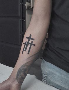 Best Three Cross Forearm Tattoo Cross Necklace Tattoo, Wooden Cross Tattoos, Back Cross Tattoos, Unique Cross Tattoos, Black Men Tattoos, Outer Forearm Tattoo