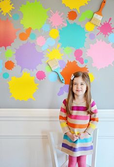 Smile Captions, Paint Splats, Kids Birthday Party Decoration