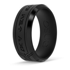 Embrace the timeless wisdom of the Jedi with the “May The Force Be With You” ring. This stunning design captures the iconic Star Wars™ quote expertly etched in Aurebesh™ on our signature Bevel band. Wear this ring as the ultimate tribute to the saga and its enduring legacy. Lifetime Warranty: Every Enso ring comes with a lifetime guarantee. If your ring breaks, stretches out, or fades, we’ll replace it for the lifetime of the buyer. Made in the Rockies: Made with the highest quality materials to Black Engraved Ring For Promise, Star Wars Rings Wedding, Star Wars Wedding Rings For Men, Star Wars Silicone Ring, Mens Wedding Ring Silicone, Enso Ring, Star Wars Wedding Cufflinks, Rings Star, Enso Rings