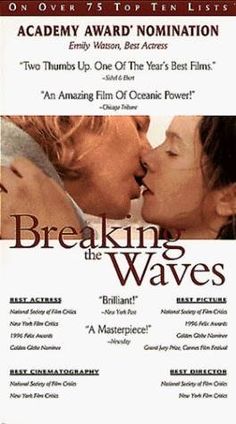 breaking the waves movie poster with two women kissing each other and one man's face