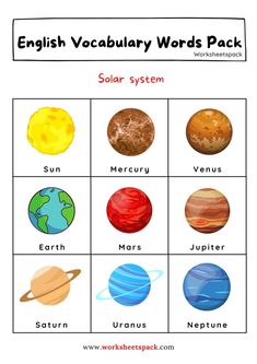 the solar system worksheet for kids to learn how to read and understand planets