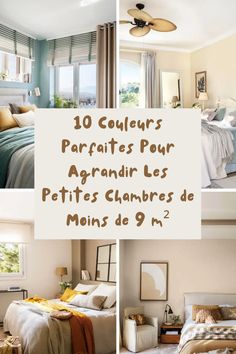 collages of pictures with the words 10 couleurs parfaits pour arganir les pattes chambres de moins de 9 n 2