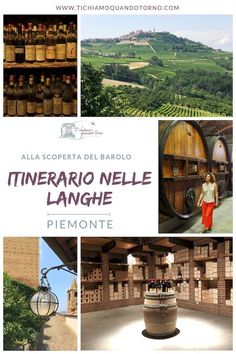 an advertisement for the winery called tinerario nelle langhe in piemonte