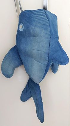 The Megalodon among the denim whale shark backpacks! Born from one large PME Legend denim jeans. The bag has an inner zipper to close, and inside is another small pocket which closes with a zipper.  It is a backpack and the size of this mega model is a roughly whopping 75cm measured from head to the tip of the tail! Just look at it compared o the regular size whaleshark bags and the small version! The shoulderstraps can be adjusted in length. This is a unique listing and this is the exact bag yo Whale Shark Bag, Denim Whale, The Megalodon, Shark Bag, Shark Backpack, Blue Dolphin, Whale Shark, Jeans Bag, Vintage Fabrics