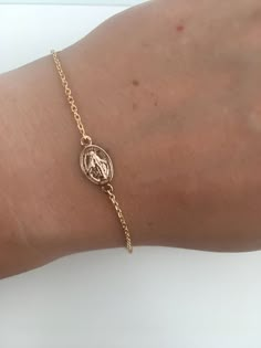 Bracelet with Miraculous Medal Sterling Silver or Gold fill | Etsy Jewelry Photography Tutorial, Mary Jewelry, Catholic Jewelry, Classy Jewelry, Miraculous Medal, Unique Bracelets, Jewelry Lookbook, Christian Jewelry, Jewelry Sterling Silver