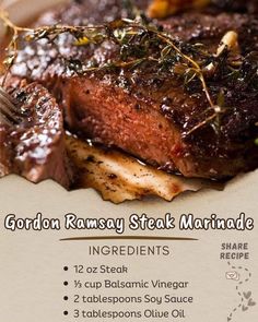 the menu for gordon ramsay steak marinade