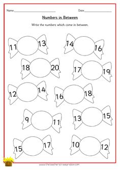 the numbers in between worksheet for children to learn how to count on them