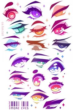 an assortment of different types of eyes and their features are shown in this graphic style