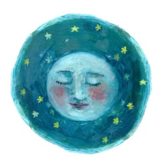 a drawing of a face in the middle of a circle with stars on its head