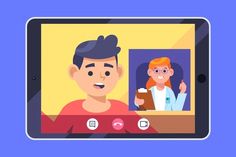 a man and woman are on the screen of a cell phone with an animated image of them