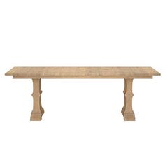 a wooden table sitting on top of a white background