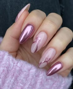 Pink Chrome Nails, Chrome Nails Designs, Elegant Nail, Pink Nail Art, Metallic Nails, Fancy Nails, Chrome Nails