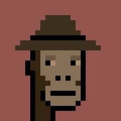 a pixellated image of a man wearing a hat