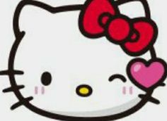 an image of a hello kitty face with hearts on it's nose and eyes