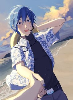 Miku Chan, Miku Hatsune Vocaloid, I Still Love Him, Ocean Water, Hand Holding, Hawaii Shirt