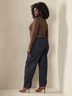 Almost a denim trouser, this high-rise barrel-leg jean is casual enough for archived t-shirts longing for a place in the sun.  Ours has a freeing shape that pairs equally well with more elevated sweater designs.  BARREL LEG: Also known as Balloon Leg Tan Sweater Outfit Fall, Barrel Jean Outfit, High Rise Barrel Jeans Outfit, Barrel Jeans Plus Size, Madewell Barrel Jeans, Barrell Jeans, Tan Sweater Outfit, Banana Republic Barrel Jeans, A Place In The Sun